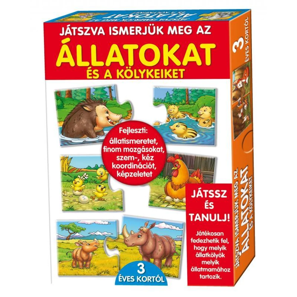 Keresd a párját, puzzle, Játszva ismerd meg!, 7-féle, 28x20x4 cm dob.