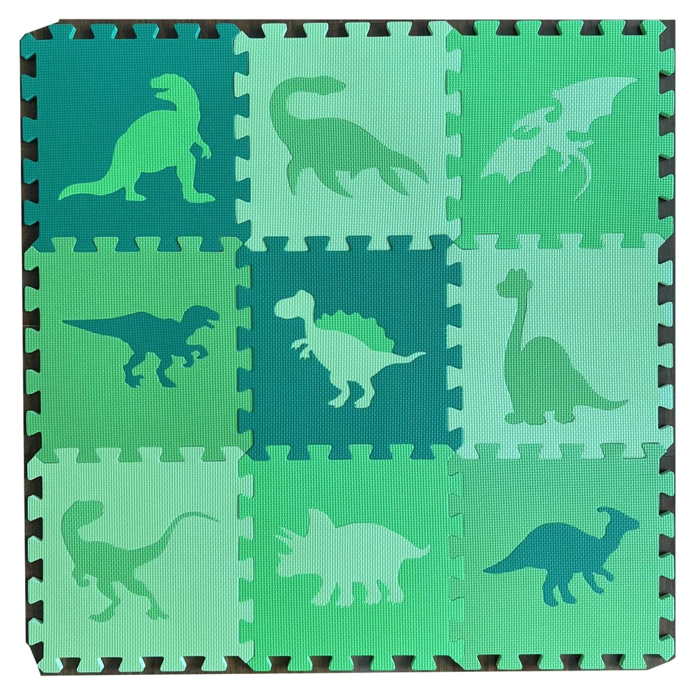 Puzzle szõnyeg, EVA, padlóborítás, Dínós, 9 lap, 30x30 cm, PVC