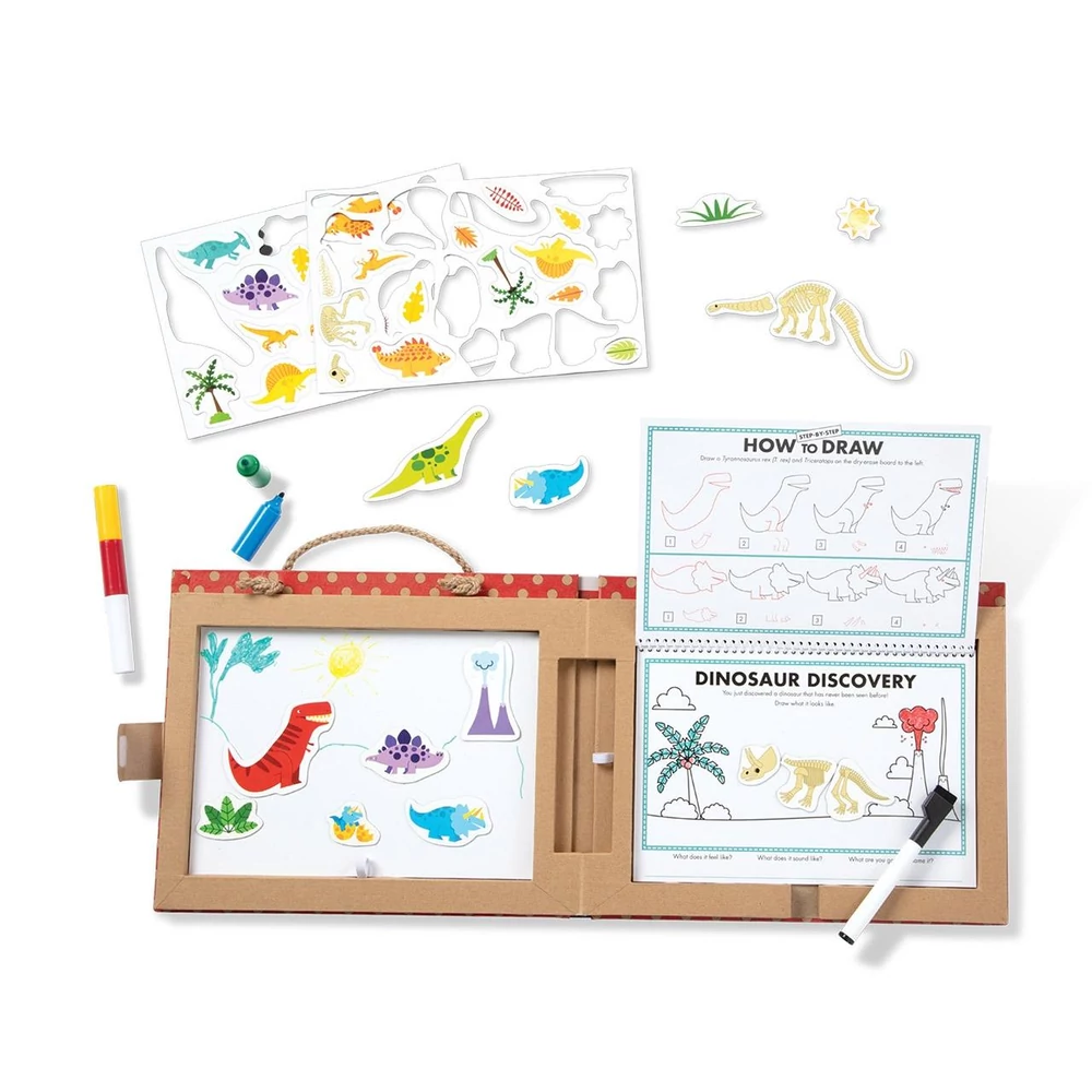 Melissa & Doug Kreatív játék, Letörölhető rajz és mágneses játékkészlet, dínók