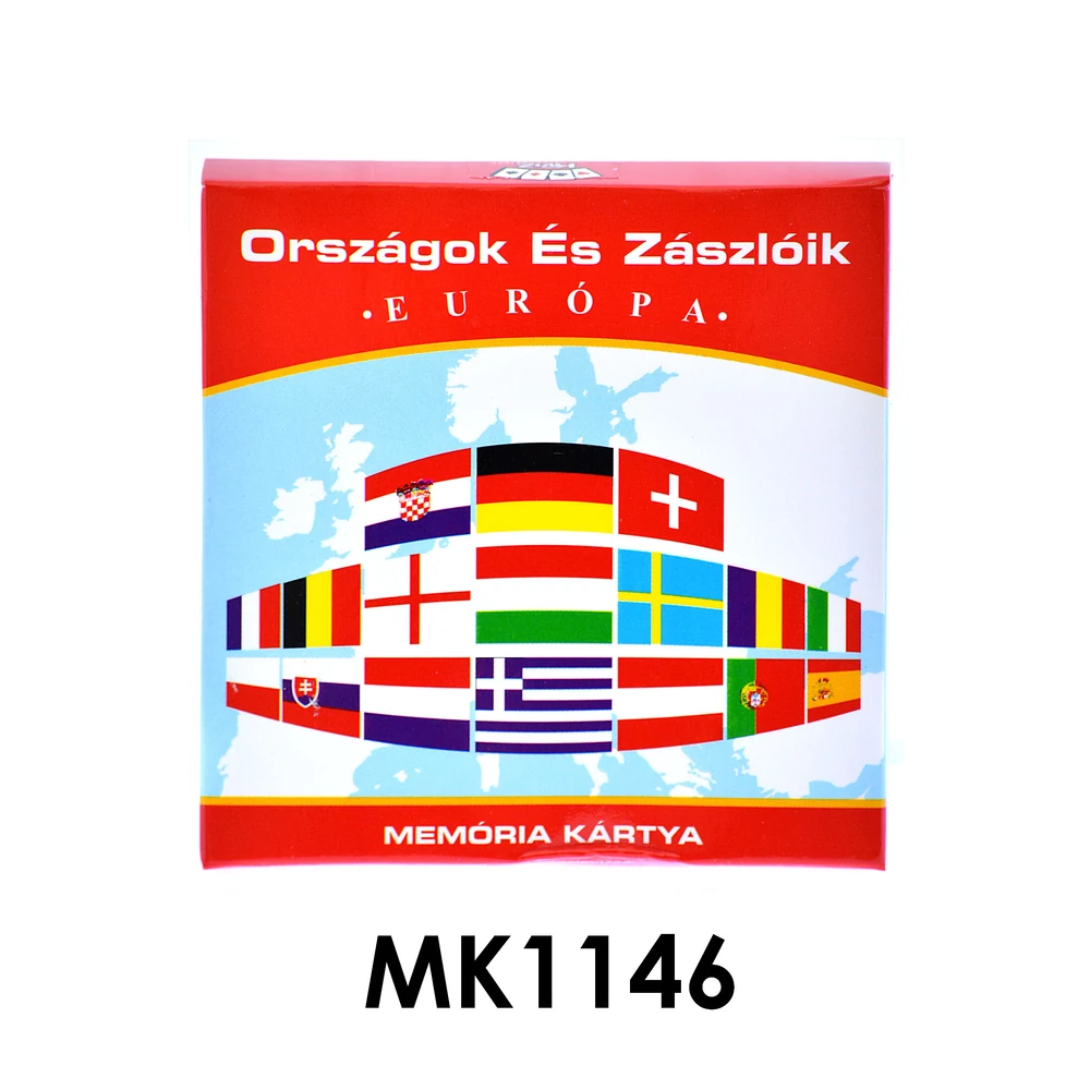 Memória kártya, Országok és Zászlóik-Európa, 8,5x8,5 cm dob.