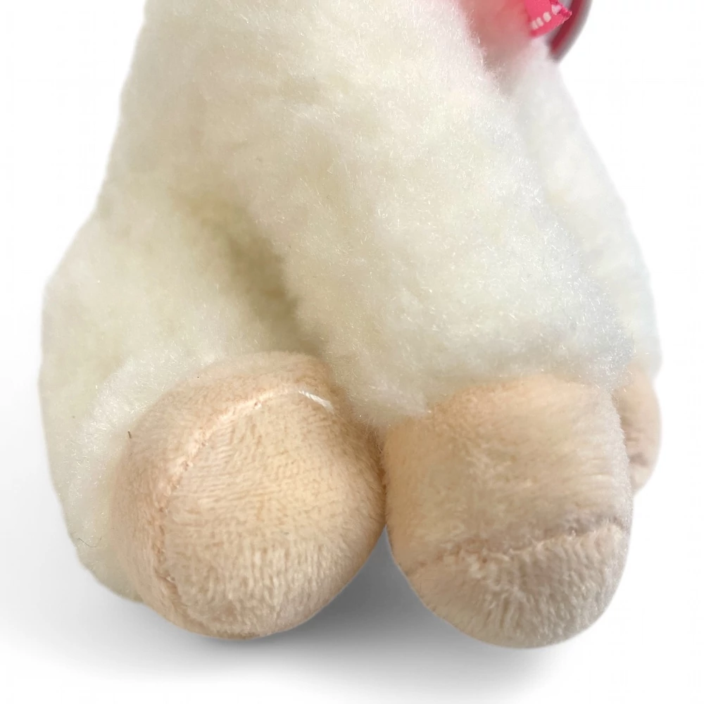 Plüss bárány, ülõ, szalaggal, 2 szín, 19 cm