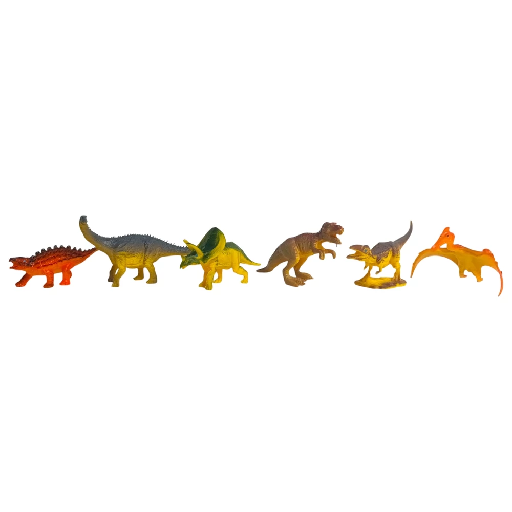 Állat klt., dínók, 6 db, 5x14 cm pvc hengerben 12 db/disp.