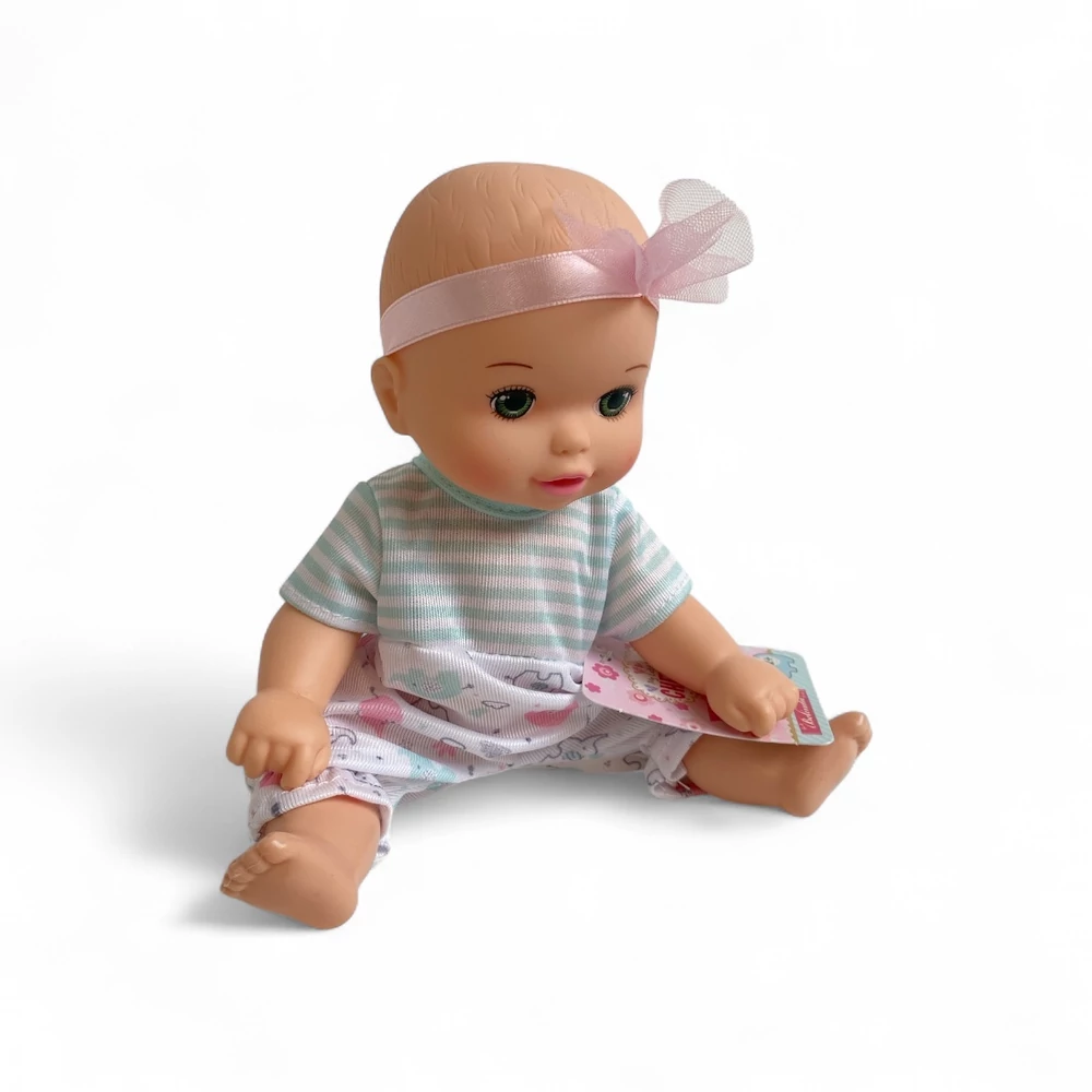 Baba, hagyományos, csecsemõ, merev szemû, kemény testû, 3 szín, 21 cm, 12/disp.