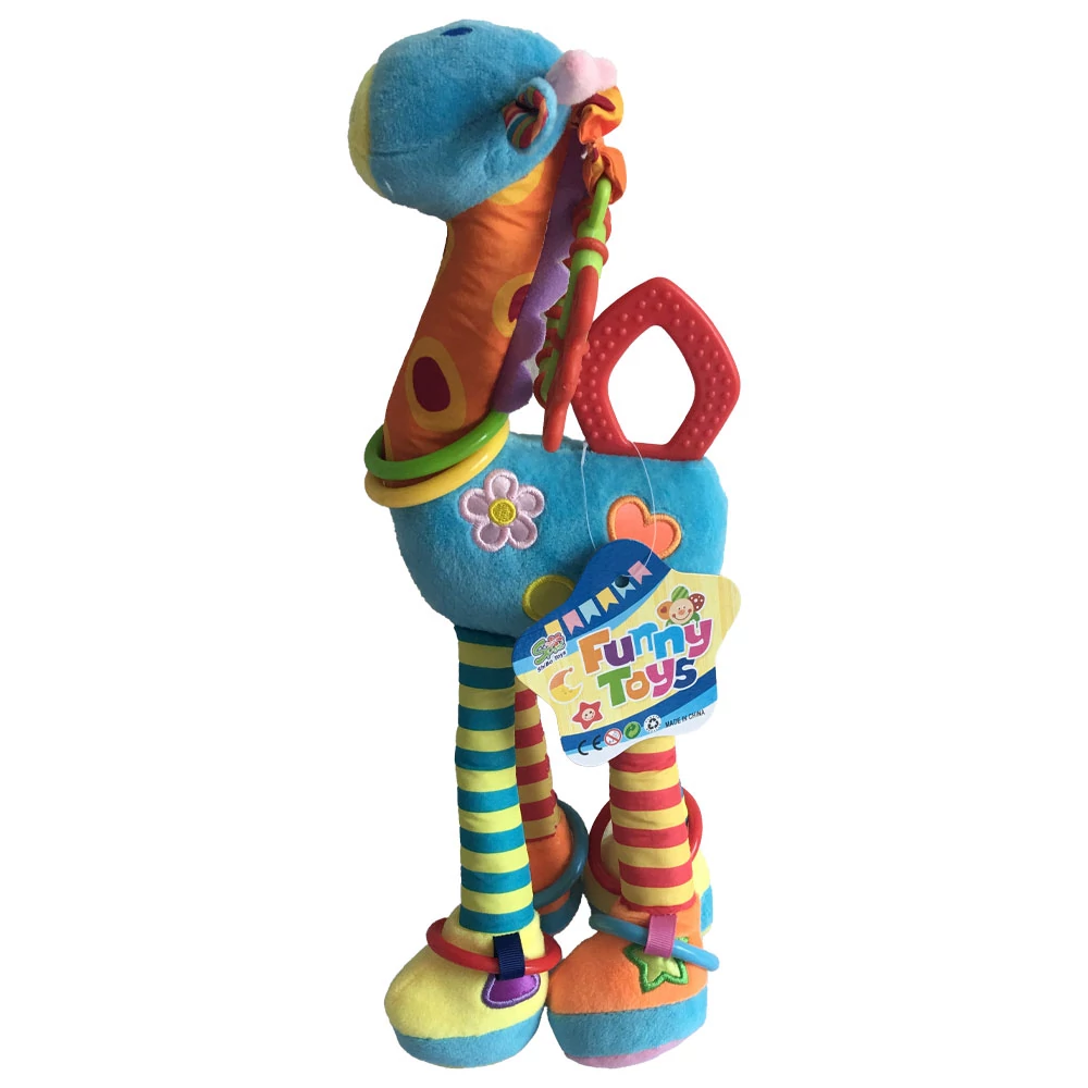 Bébi activity, zsiráf, rágóka, csörgõ, csipogó, velúr, plüss, 45 cm