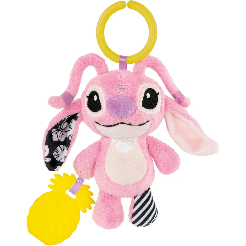 Bébi csörgõ, rágóka, Angel, Lilo és Stitch, Disney, akasztóval, 15x25 cm lapon