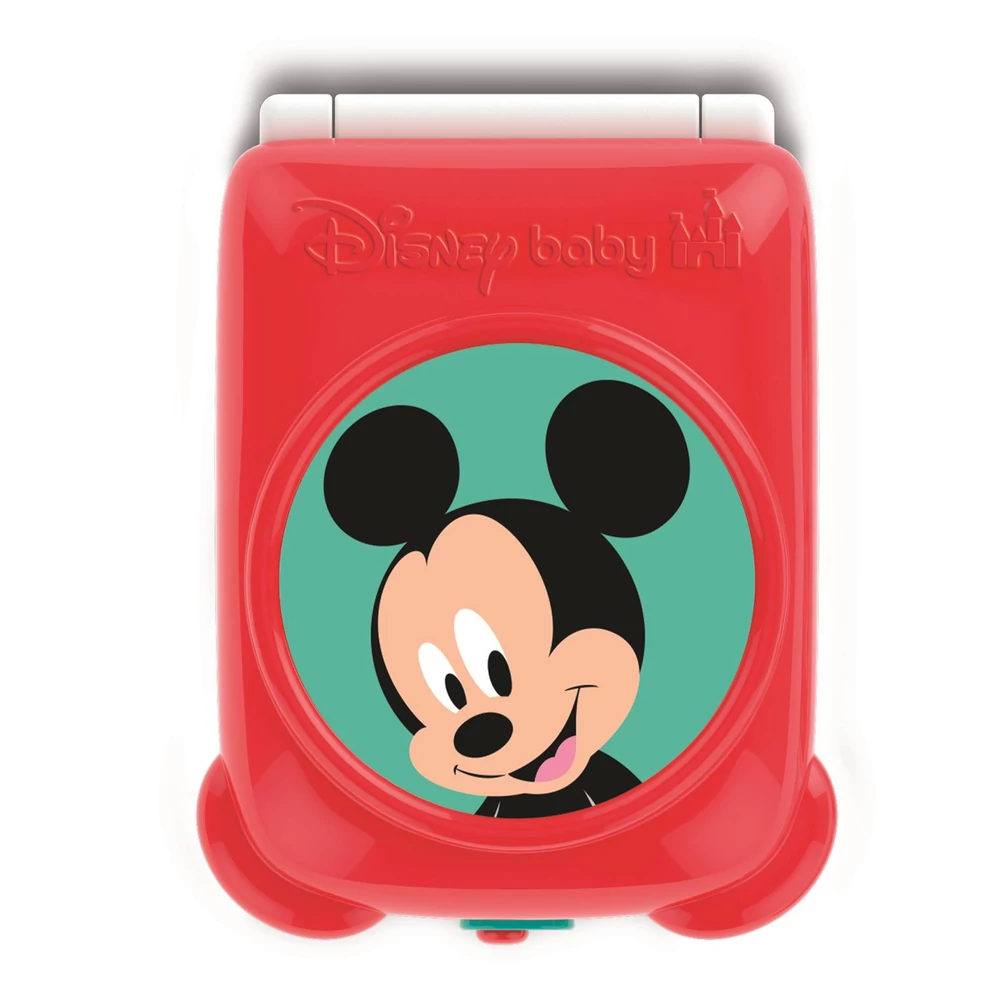 Bébi mobiltelefon, el., hang+fény, érintõképernyõs, kihajtható, Disney, Mickey, 10x22 cm dob.