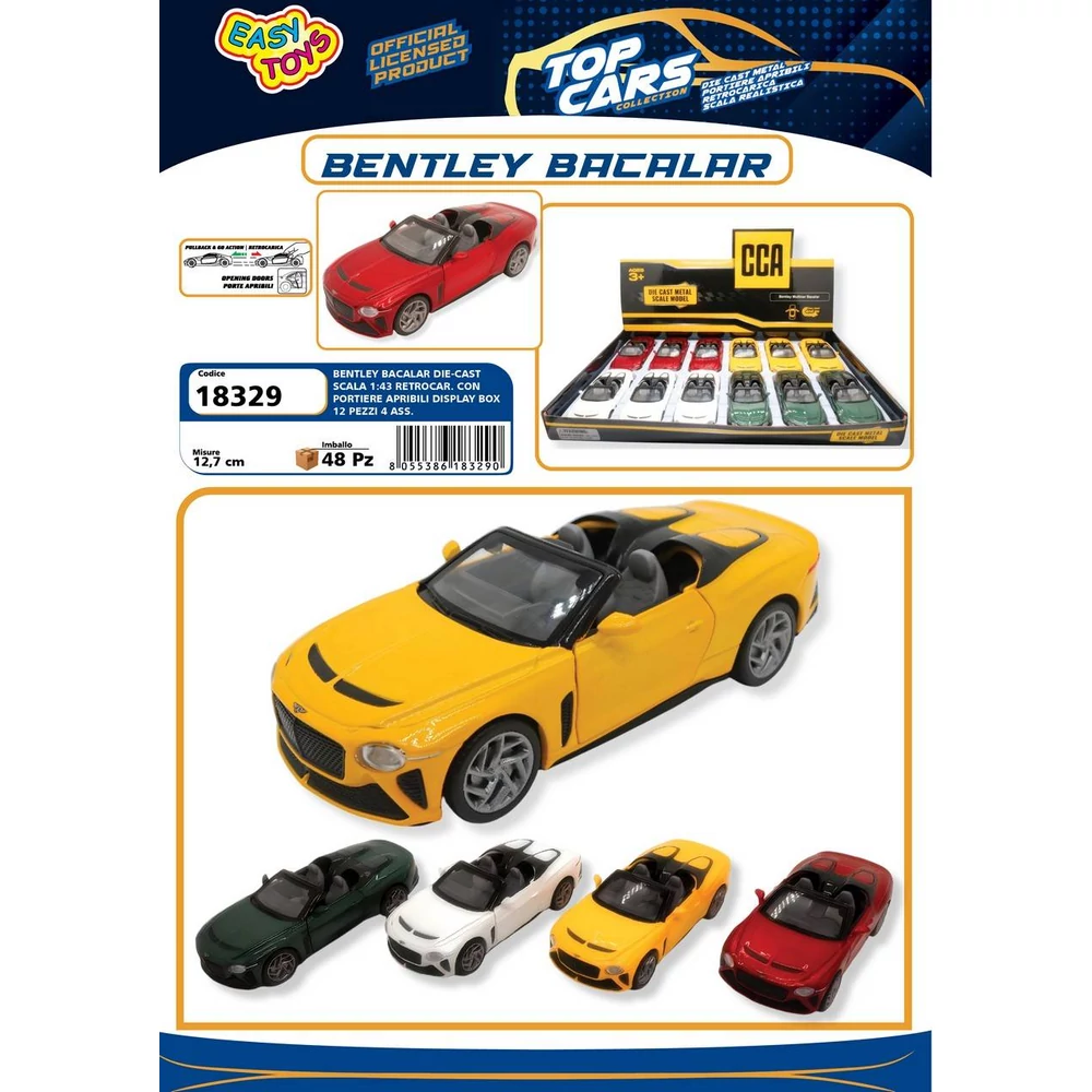 Diecast Bentley Bacalar fém autó nyitható ajtókkal 1:40 (Többféle )
