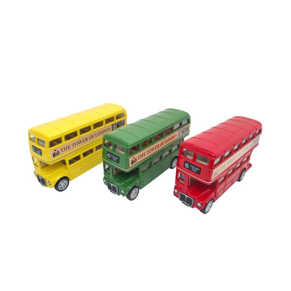 Diecast British Vintage Busz fém autó nyitható ajtókkal- Többféle