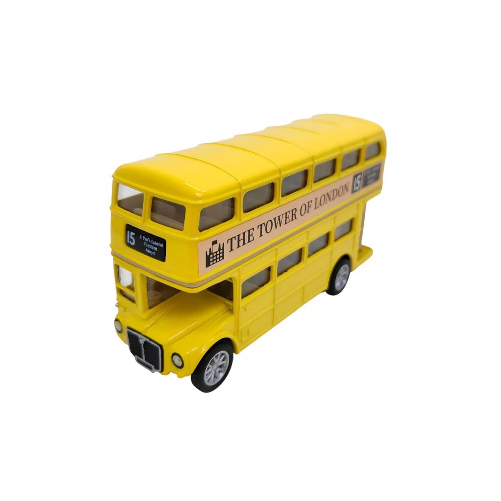 Diecast British Vintage Busz fém autó nyitható ajtókkal- Többféle