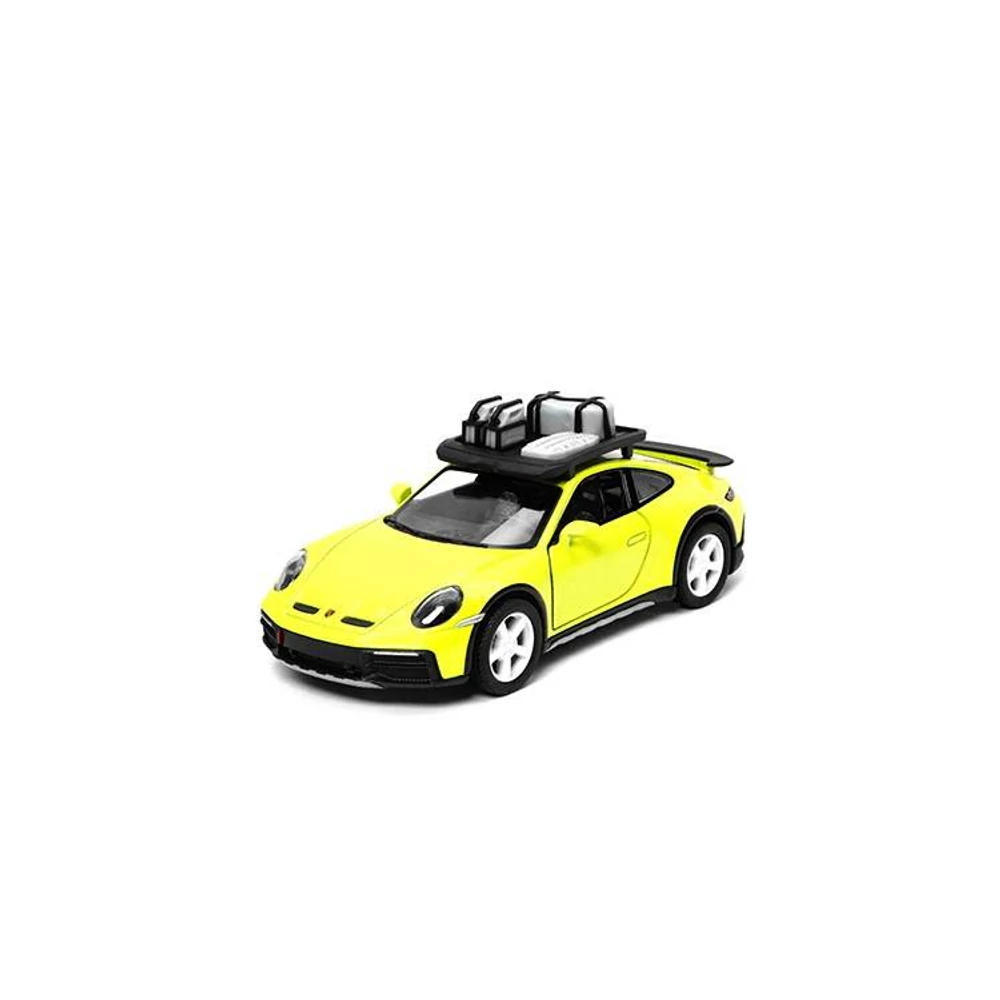 Kinsmart Porsche 911 Rally With Roof Rack fém autó nyitható ajtókkal  1:48- Többféle