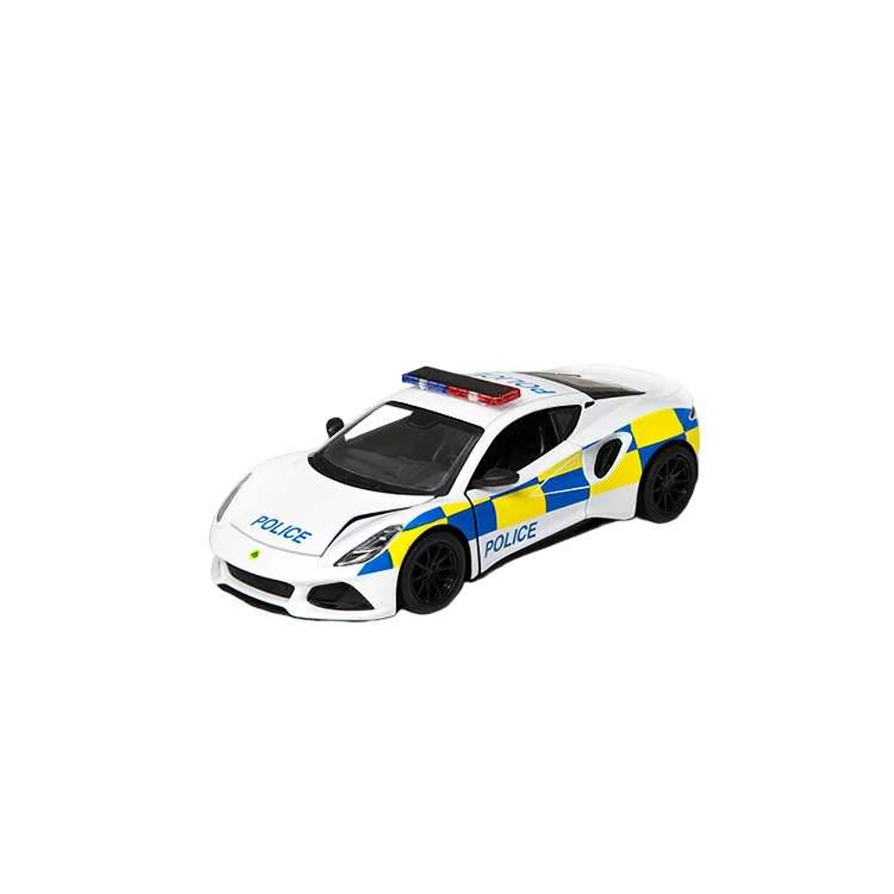 Kinsmart Lotus Emira (rendőr) fém autó nyitható ajtókkal  1:34