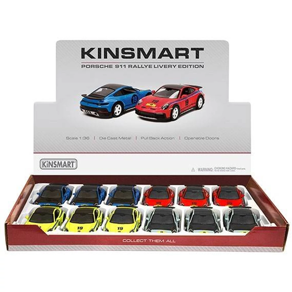 Kinsmart Porsche Rallye (Livery Edition) fém auto nyitaható ajtókkal 1:48- többféle