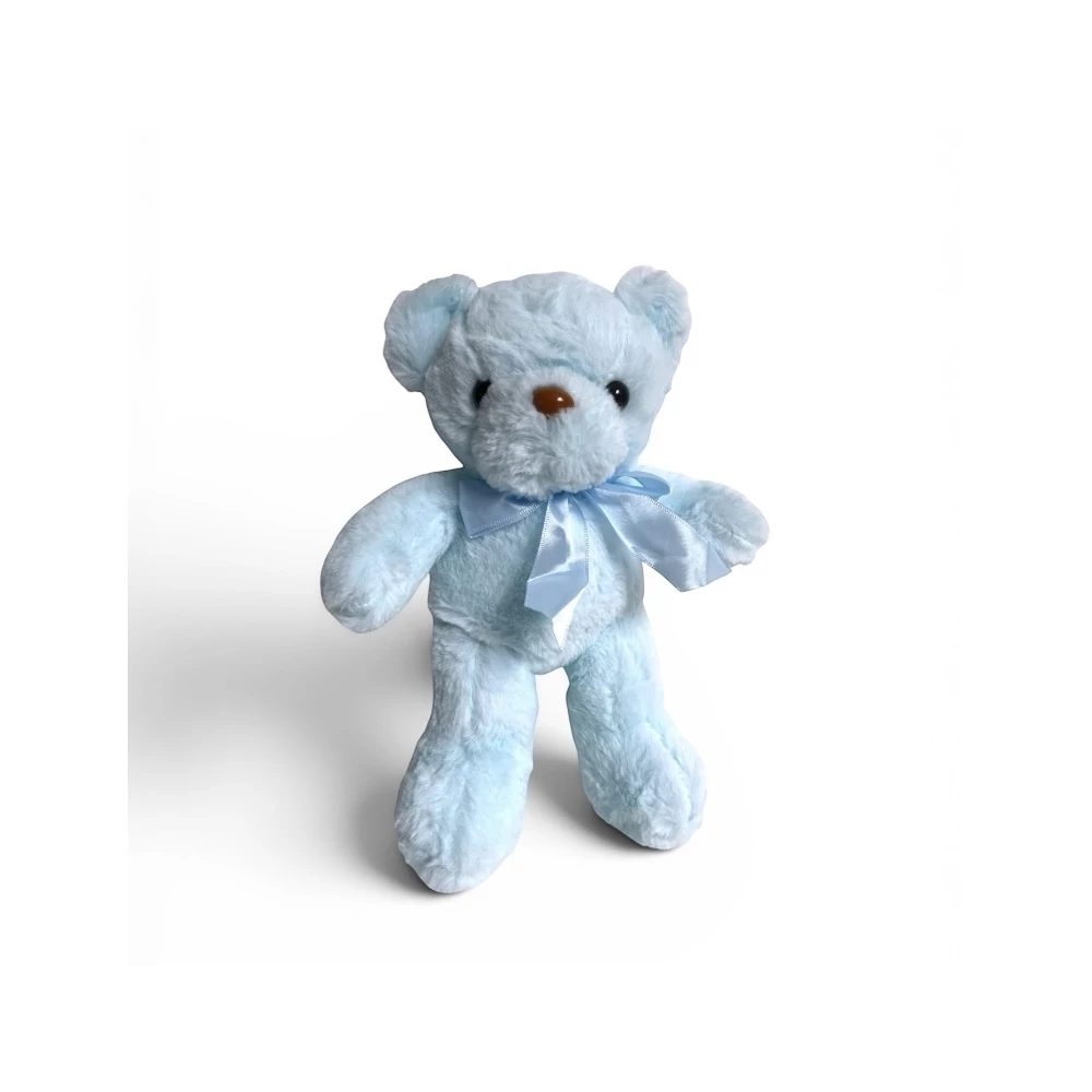 Plüss maci, szalaggal, 31 cm, zacsk.