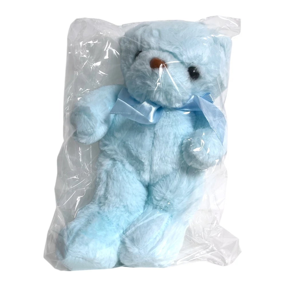 Plüss maci, szalaggal, 31 cm, zacsk.