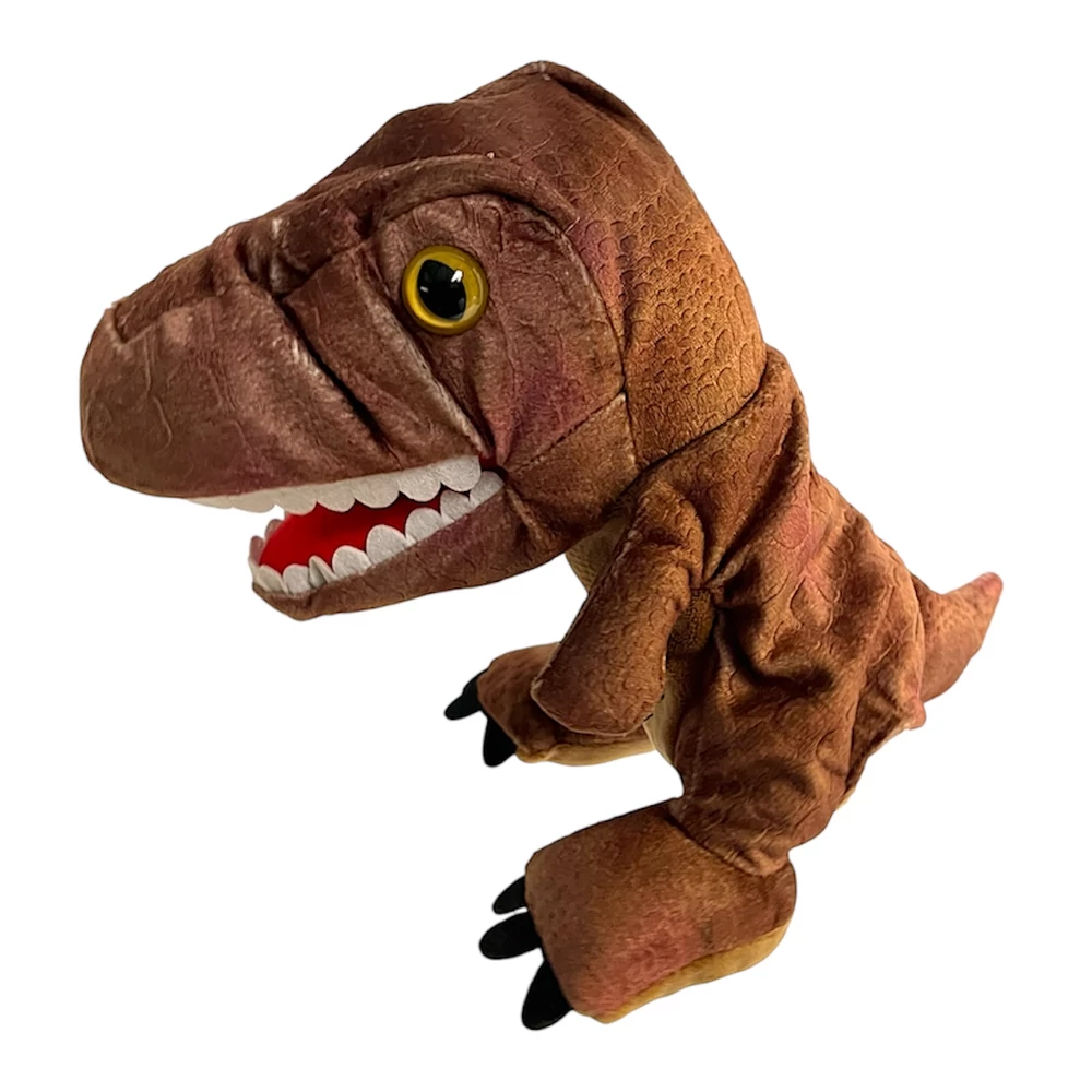 Plüss kézibáb, sötétben vil., dínó, T-Rex, 25x15 cm
