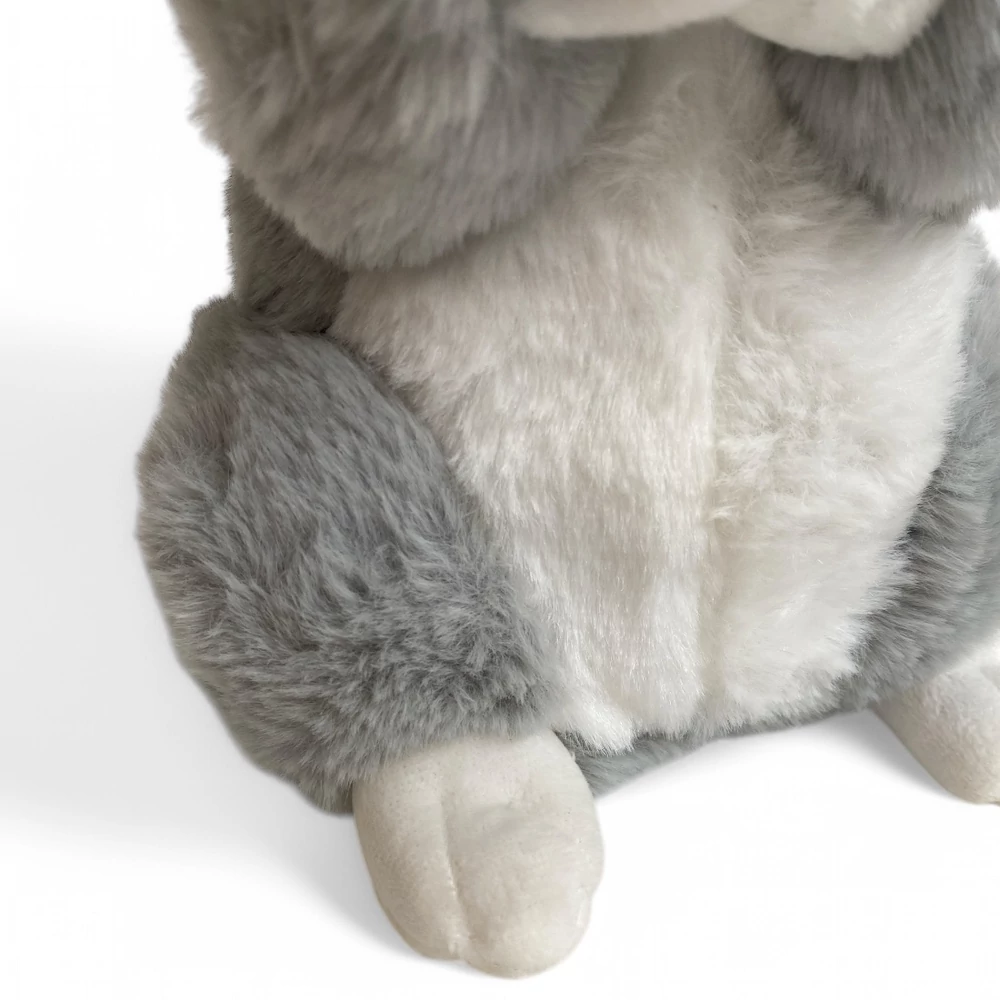 Plüss nyúl, szürke, ülõ, 22 cm