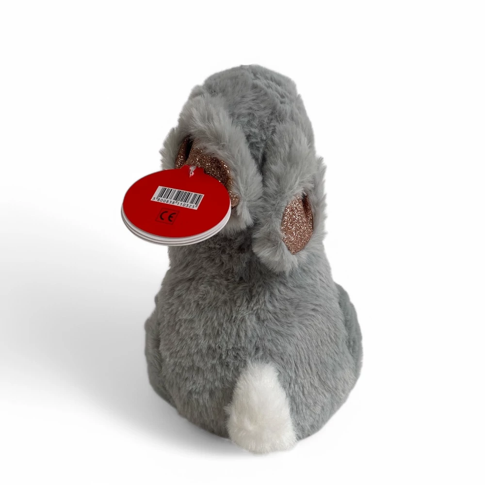 Plüss nyúl, szürke, ülõ, 22 cm