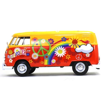 MotorMax Volkswagen  T1 Delivery Van Flower Power  Fém Kisautó (1:24 )-17 cm 