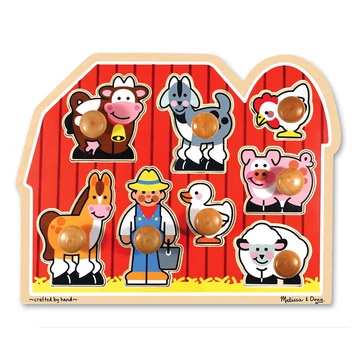 M&amp;D, Fa Készségfejlesztő Játék, Puzzle Fogantyúval, Farm