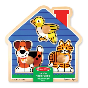 M&amp;D, Fa Készségfejlesztő Játék, Puzzle Fogantyúval, Kis Kedvencek
