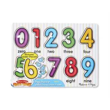 M&amp;D, Fa Készségfejlesztő Játék, Puzzle Fogantyúval, Számok