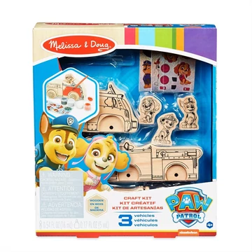 Melissa &amp; Doug fa készségfejlesztő játék, Mancs őrjárat kifesthető fa járművek