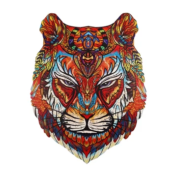 Fa puzzle, színes A5 méretű (tigris)