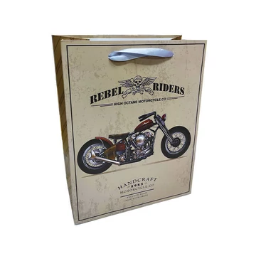 Ajándéktasak - kicsi (bézs-barna alapon Rebel Riders, motorral)
