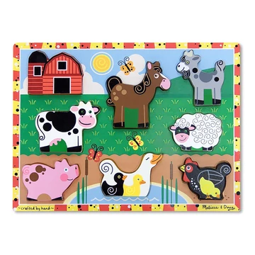Melissa &amp; Doug Készségfejlesztő játék, Könnyen megfogható puzzle, farm