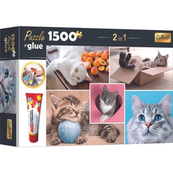 Trefl: Cicák puzzle - 1500 darabos + ragasztó (26180)
