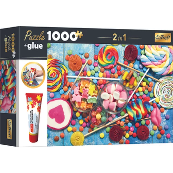 Trefl: Édességek puzzle - 1000 darabos + ragasztó (10645)