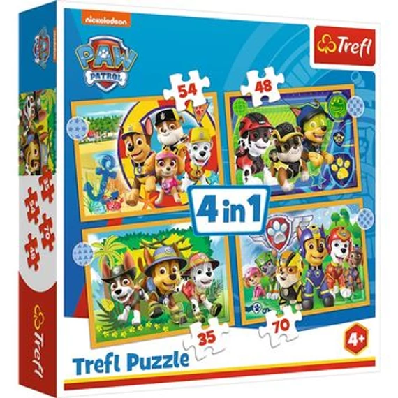 Trefl: Mancs őrjárat vakáción 4 az 1-ben puzzle - 35, 48, 54, 70 darabos (34395)