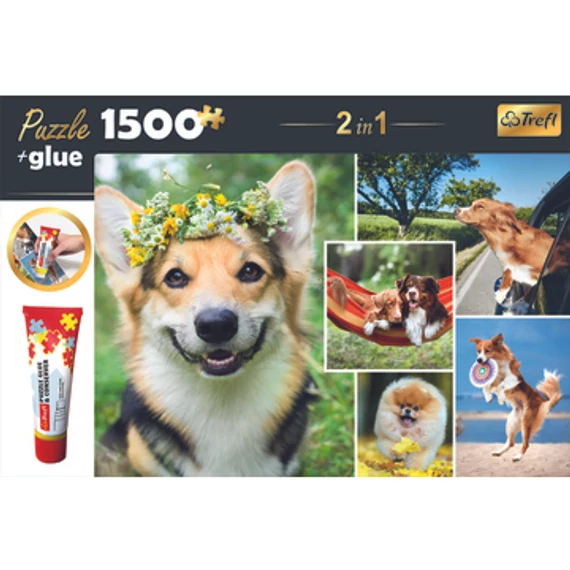 Trefl: Kutyák puzzle - 1500 darabos + ragasztó (26181)