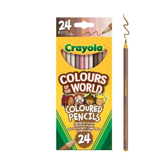 Crayola: Sokszínű Világ, bőrszín árnyalatok színes ceruza készlet - 24 db-os (68-4607)