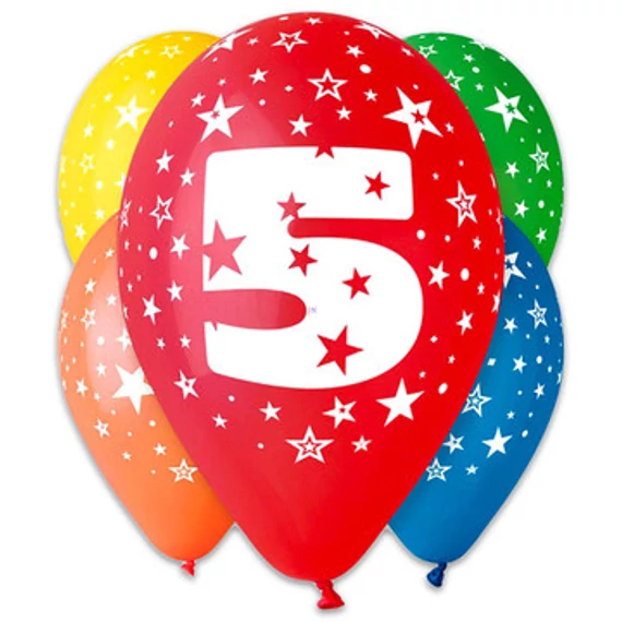 Godan Színes számos lufi 5 darabos - 5 (GS110/5)