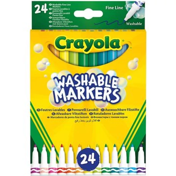 Crayola: Lemosható, vékonyhegyű filctoll készlet - 24 db-os (58-6571)