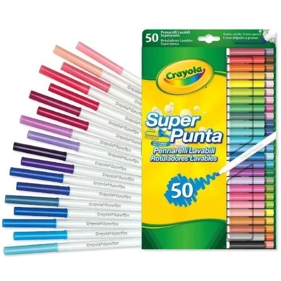 Crayola: Vékonyan és vastagon fogó lemosható filctoll készlet 50 db (7555)