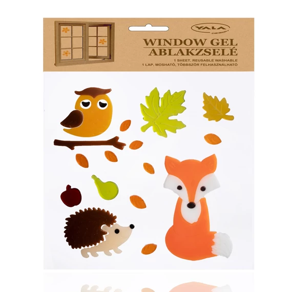 Zselés ablakdísz (róka, süni, bagoly)