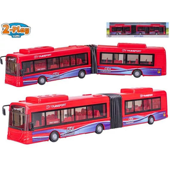 2-Play City Transport műanyag és fém busz 39cm