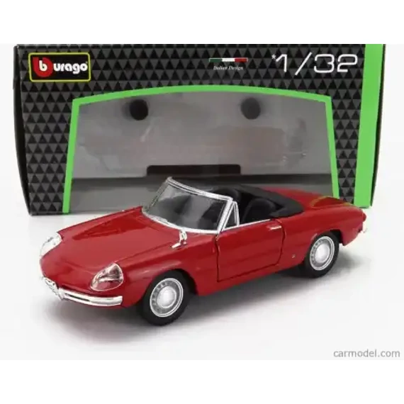 Bburago 1966 Alfa Romeo Duetto 1600 Spider Open fém autó 1:32 piros