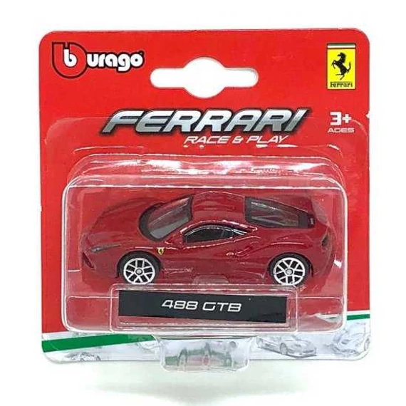 Bburago Race and Play Ferrari 488 GTB piros fém autó 1:64
