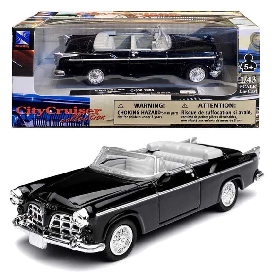 CityCruiser 1955 Chrysler C-300 Siyah fém autó 1:43