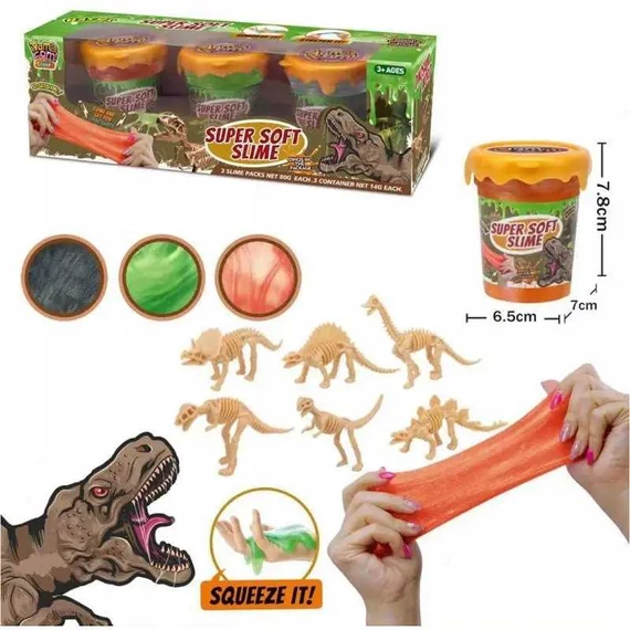 Dinoszauruszos slime 3db-os