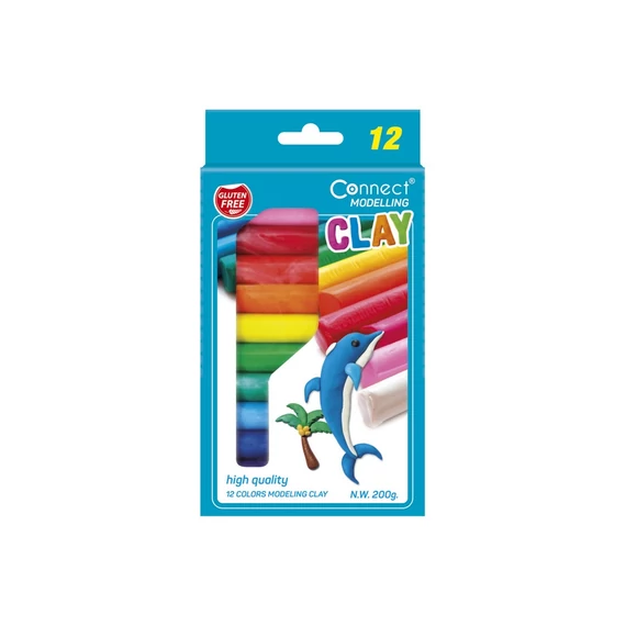 Connect Gyurma készlet, 200g , felakasztható karton dobozban, 12 különböző szín (C-609948)
