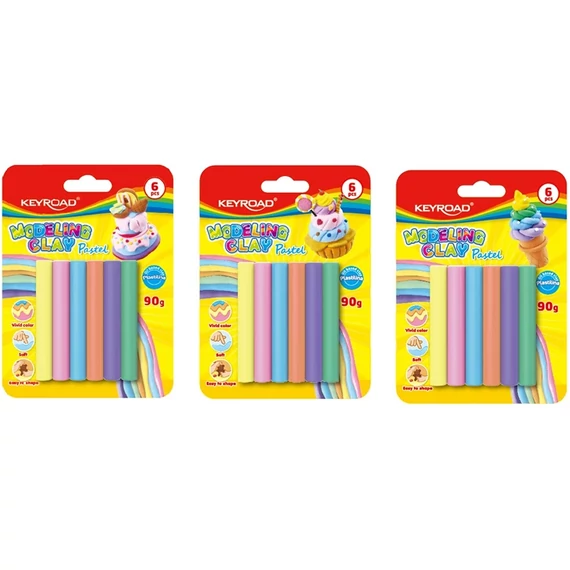 Keyroad Gyurmakészlet 90 g 6 db/bliszter  Pastel pasztell színek (KR972235)
