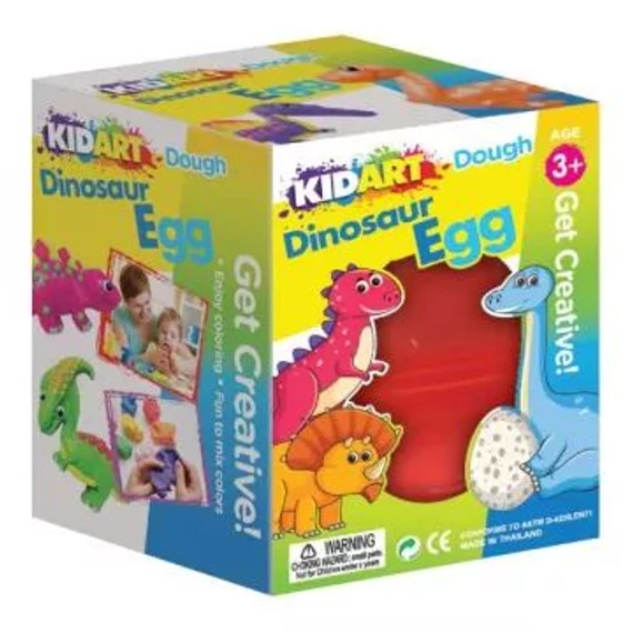 KIDART Kid Art: Dinótojás gyurma készlet 4 színű gyurmával és formákkal (DOP60/DN)