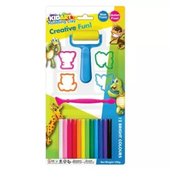 KIDART Kid Art: Modellező gyurma készlet formákkal, 12 db-os (T100/4MR-1PK)