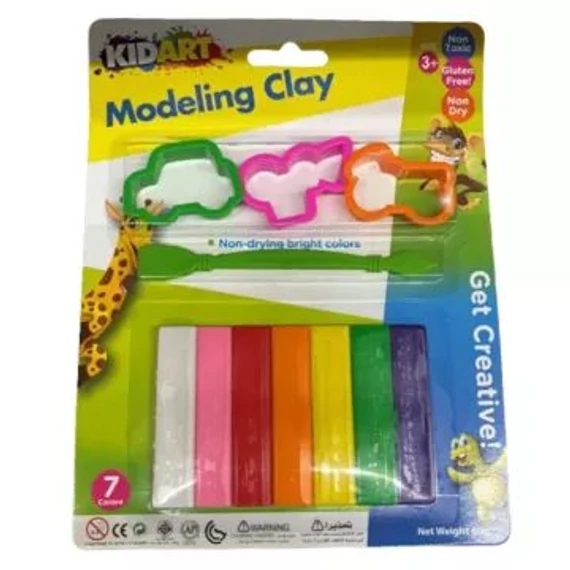 KIDART Kid Art: Modellező gyurma készlet formákkal, 7 db-os (T60F/3M-1PK)