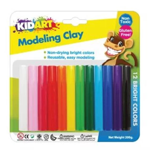 KIDART Kid Art: Színes modellező gyurma, 12 db-os (T200)