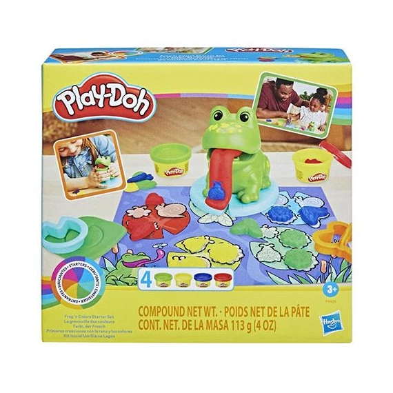 Hasbro Play-Doh: békák és színek kezdőkészlet 4db gyurmával (F69265L0)